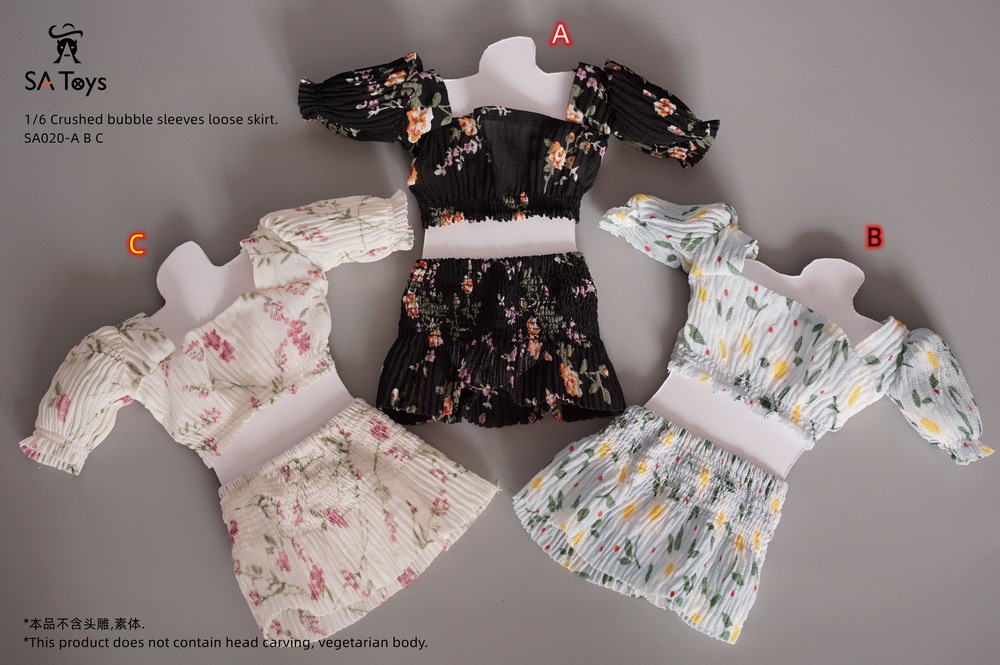SAToys - NEW PRODUCT: SA Toys: 1/6 hip skirt / floral elastic skirt / fashionable sports style hooded sweater cover, hip-hop fisherman hat halter and footwear casual pants [variety optional] 17010911
