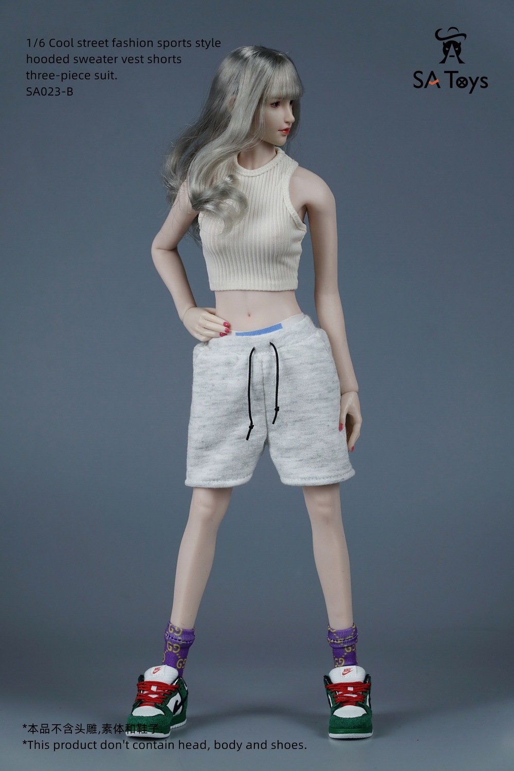 SAToys - NEW PRODUCT: SA Toys: 1/6 hip skirt / floral elastic skirt / fashionable sports style hooded sweater cover, hip-hop fisherman hat halter and footwear casual pants [variety optional] 17020111