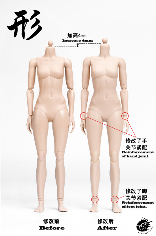 jointed - NEW PRODUCT: POPTOYS: 1 / 6 shape series [modified version] high movable female body - 92003 & 4 joint / 92005 & 6 plastic 1998