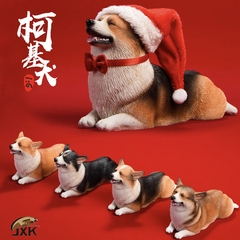 corgi - NEW PRODUCT: JxK Studio New: 1/6 Soldier Animals - Amazing Corgi Dogs (Jxk008) - Christmas Hat 20011310