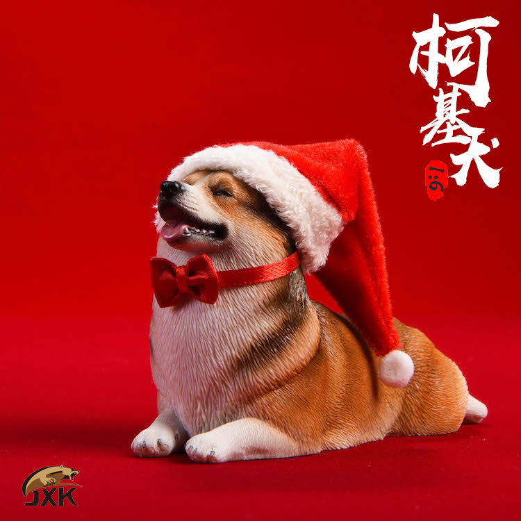 corgi - NEW PRODUCT: JxK Studio New: 1/6 Soldier Animals - Amazing Corgi Dogs (Jxk008) - Christmas Hat 20011810