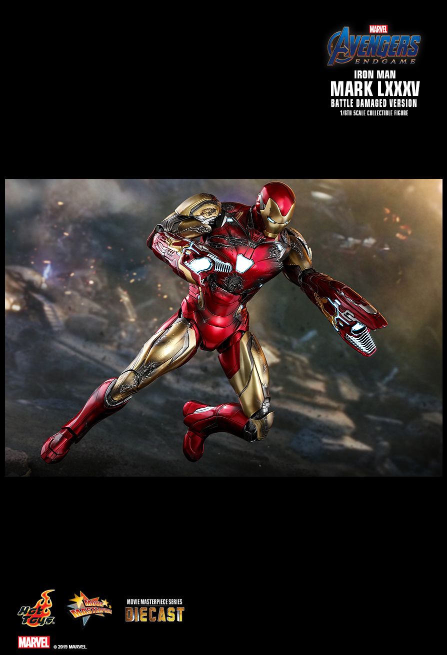 male - NEW PRODUCT: HOT TOYS: AVENGERS: ENDGAME IRON MAN MARK LXXXV (BATTLE DAMAGED VERSION) 1/6TH SCALE COLLECTIBLE FIGURE 21120