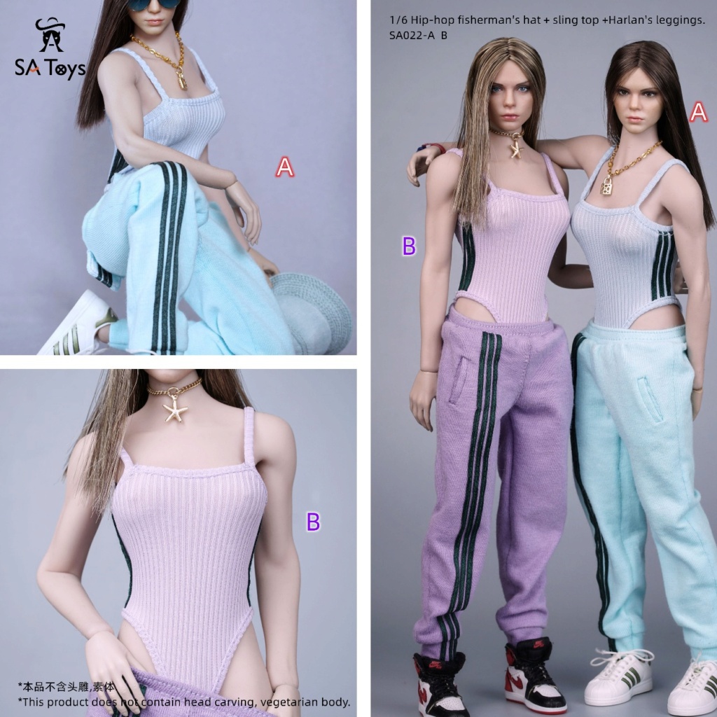 fashionablesportshoody - NEW PRODUCT: SA Toys: 1/6 hip skirt / floral elastic skirt / fashionable sports style hooded sweater cover, hip-hop fisherman hat halter and footwear casual pants [variety optional] 21403011