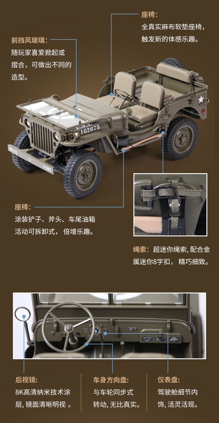 WWII - NEW PRODUCT: ROCHOBBY: 1/6 scale 1941 MB climber (Wasley Jeep) remote control climbing car  25589a10