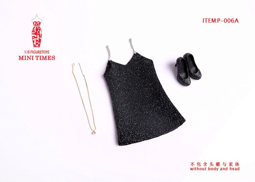 NEW PRODUCT: Mini Times 1/6 Scale P-006 Sexy Female Dress Suit & P-005 Black Sexy Halter Bright Leather Skirt Suit 544