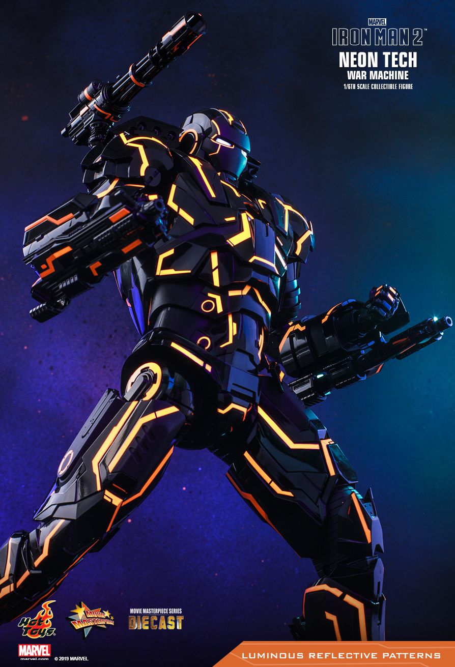 Marvel - NEW PRODUCT: HOT TOYS: IRON MAN 2 NEON TECH WAR MACHINE 1/6TH SCALE COLLECTIBLE FIGURE (EXCLUSIVE EDITION) 8238
