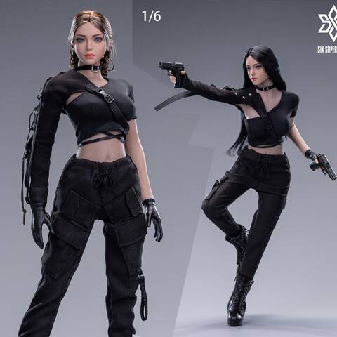NEW PRODUCT: Six Super Star: 1/6 cool girl skirt suit/check  pants/functional suit female soldier costume