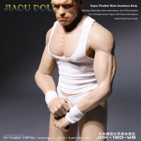 JIAOU DOLL Male Figure 1//6 Scale Muscle//Normal Body Tan Black Suntan Skin Doll