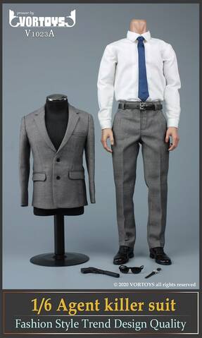 1/6 Scale VORTOYS V1015 A/B/C Male Suit Clothes Vest Tie Belt