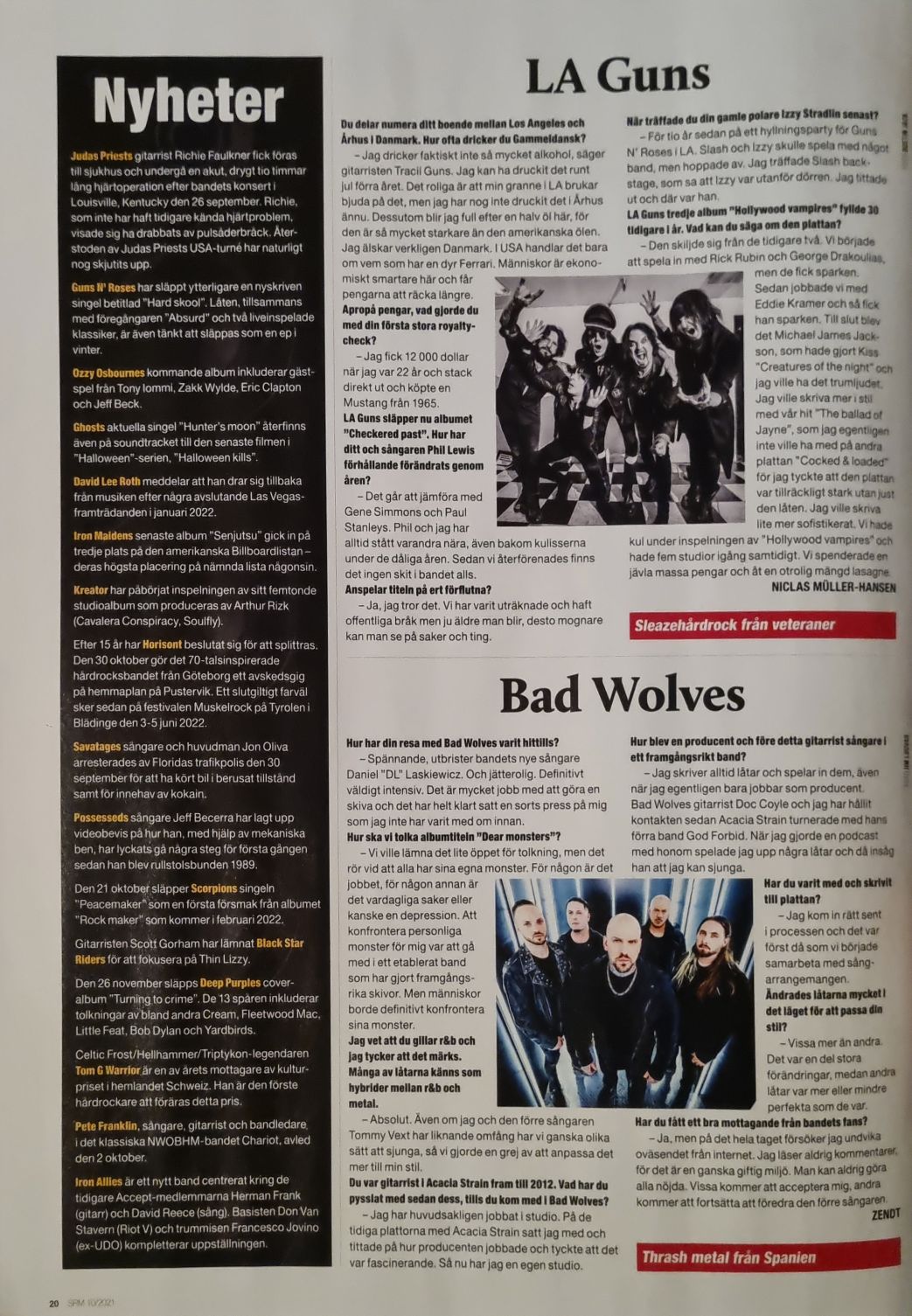 2021.10.xx - Sweden Rock Magazine (Swedish) - Short interview with Tracii Guns 110