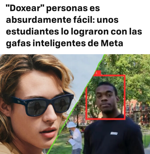 "Doxear" personas es absurdamente fácil: unos estudiantes lo lograron con las gafas inteligentes de Meta Scree340