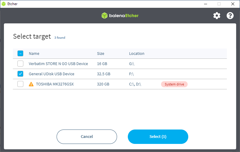 Balena Etcher pasar iso a pendrive Batoce11