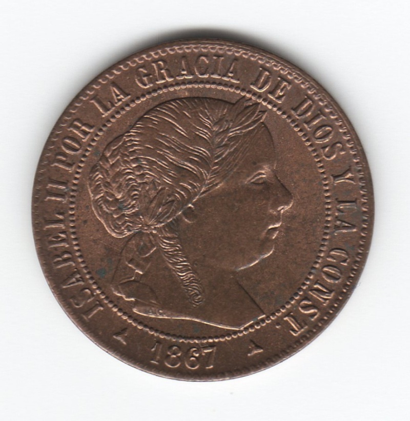 1/2 Céntimo de Escudo 1867. Isabel II. Segovia 212_1_10