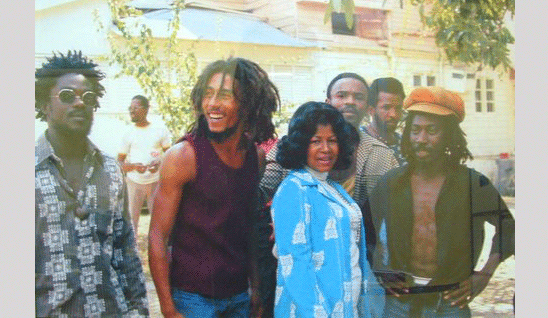 Michael Jackson and Bob Marley sitting under a tree in Jamaica Marley10