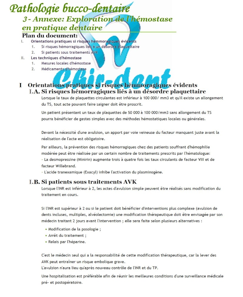 3 - Annexe: Exploration de l'hémostase en pratique dentaire 112