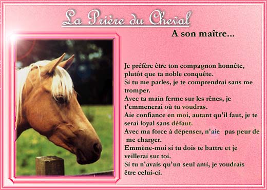 cheval - Poème "La Prière du Cheval" de la part de Josiane 66382710