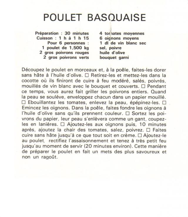 Recette du POULET BASQUAISE de la part de Josiane Poulet12