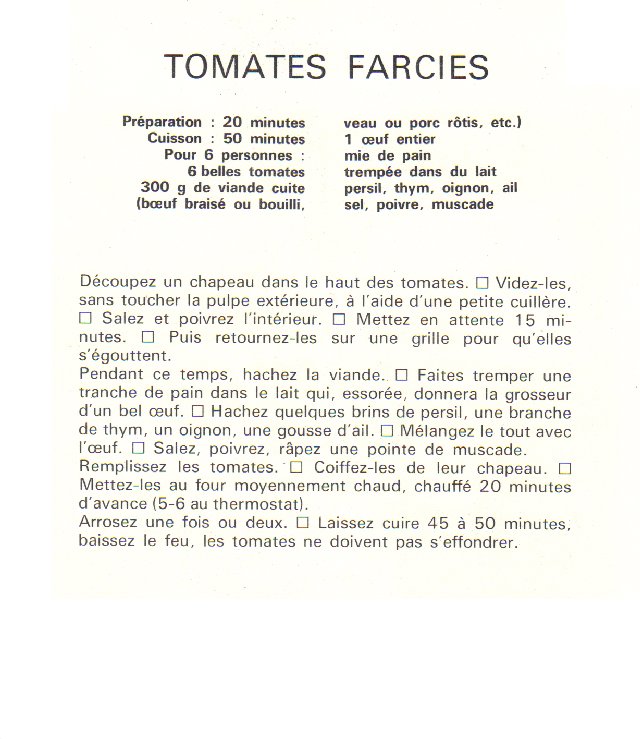 Recette des TOMATES FARCIES de la part de Josiane Tomate10
