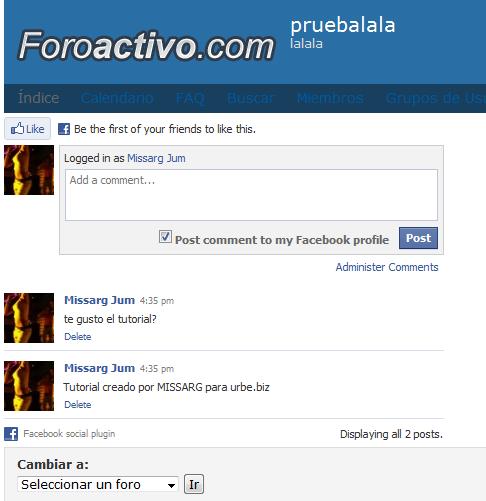 Integrar cuadro de comentarios facebook de tu pagina en tu foro o web Sa10