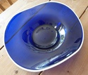 Large irregular blue bowl with opaque white rim Blue_b10