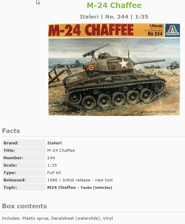 M24 Chaffee 1/35 Italeri 1199