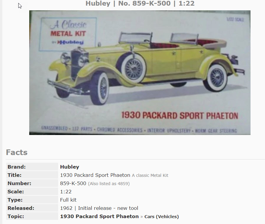 Packard sport Phaeton 1930 au 1/22 1a122