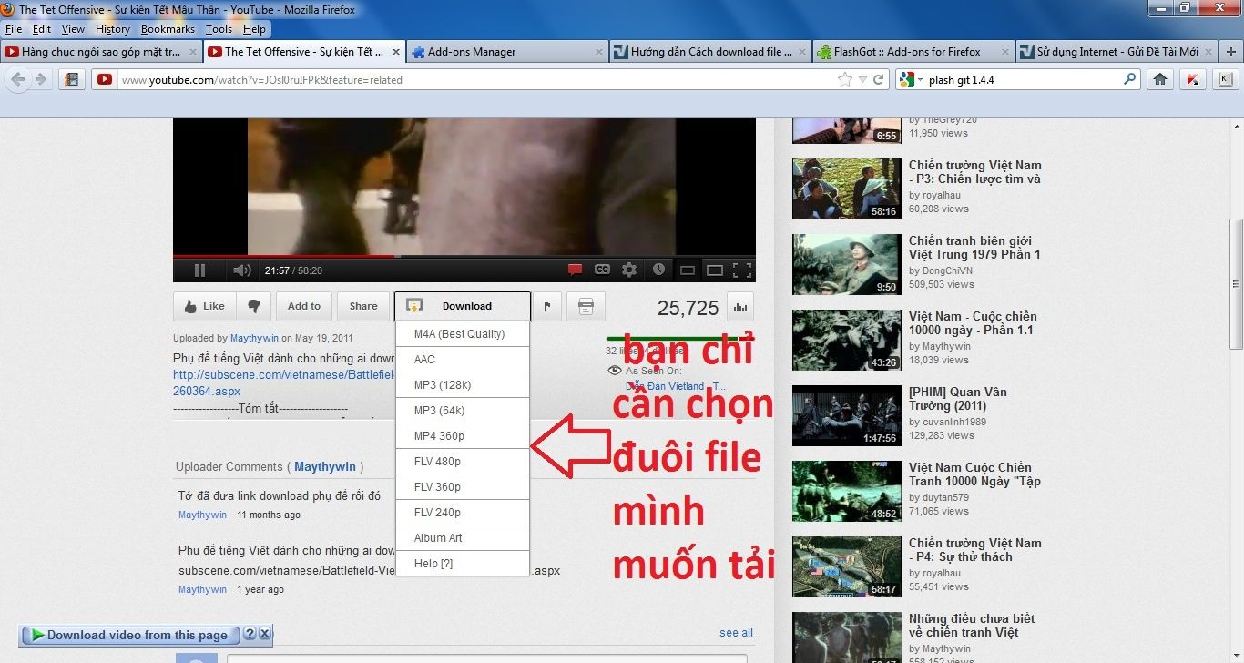 Cách tải video Youtube khi file bị chia nhỏ cho FireFox 310