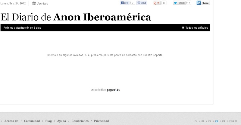 El diario de anoIberoamérica fue tumbado Anonib10