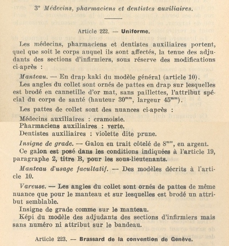 Tenue de pharmacien auxiliaire 1939-1940 3_desc10