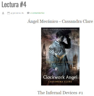LECTURA N° 4 CASSANDRA CLARE - THE INFERNAL DEVICES (1) CLOCKWORK ANGEL Lectu198