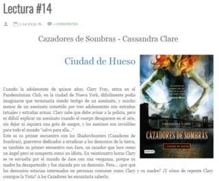 LECTURA N° 14 - CASSANDRA CLARE - THE MORTAL INSTRUMENTS (1) CITY OF BONES; (2) CITY OF ASHES; (3) CITY OF GLASS Lectu208