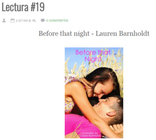 LECTURA N° 19 - LAUREN BARNHOLDT - ONE NIGHT THAT CHANGES EVERYTHING (0.5) BEFORE THAT NIGHT Lectu214