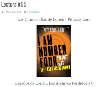 LECTURA N° 65 - PITTACUS LORE - LORIEN LEGACIES: THE LOST FILES (5) THE LAST DAYS OF LORIEN Lectu260