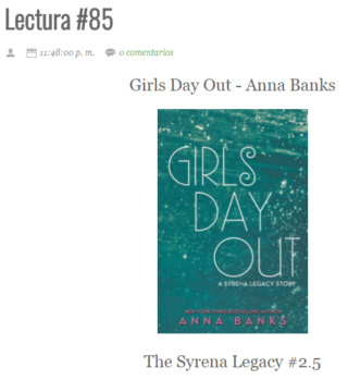 LECTURA N° 85 - ANNA BANKS - THE SYRENA LEGACY (2.5) GIRLS DAY OUT Lectu280
