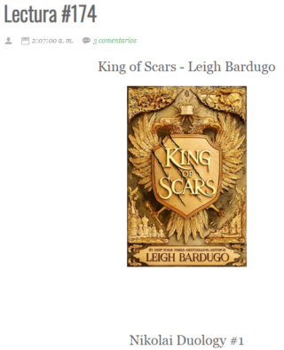 LECTURA N° 174 - LEIGH BARDUGO - NIKOLAI (1) KING OF SCARS Lectu389