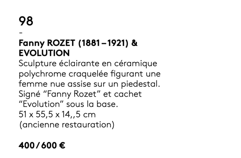 Sculpture lampe Art Déco de Fanny Rozet édité par " ??? "  Capt1326