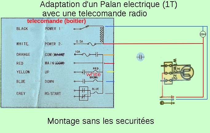 adaptation. Palan 1T 220v filaires avec telecommande sans fils. Schema10