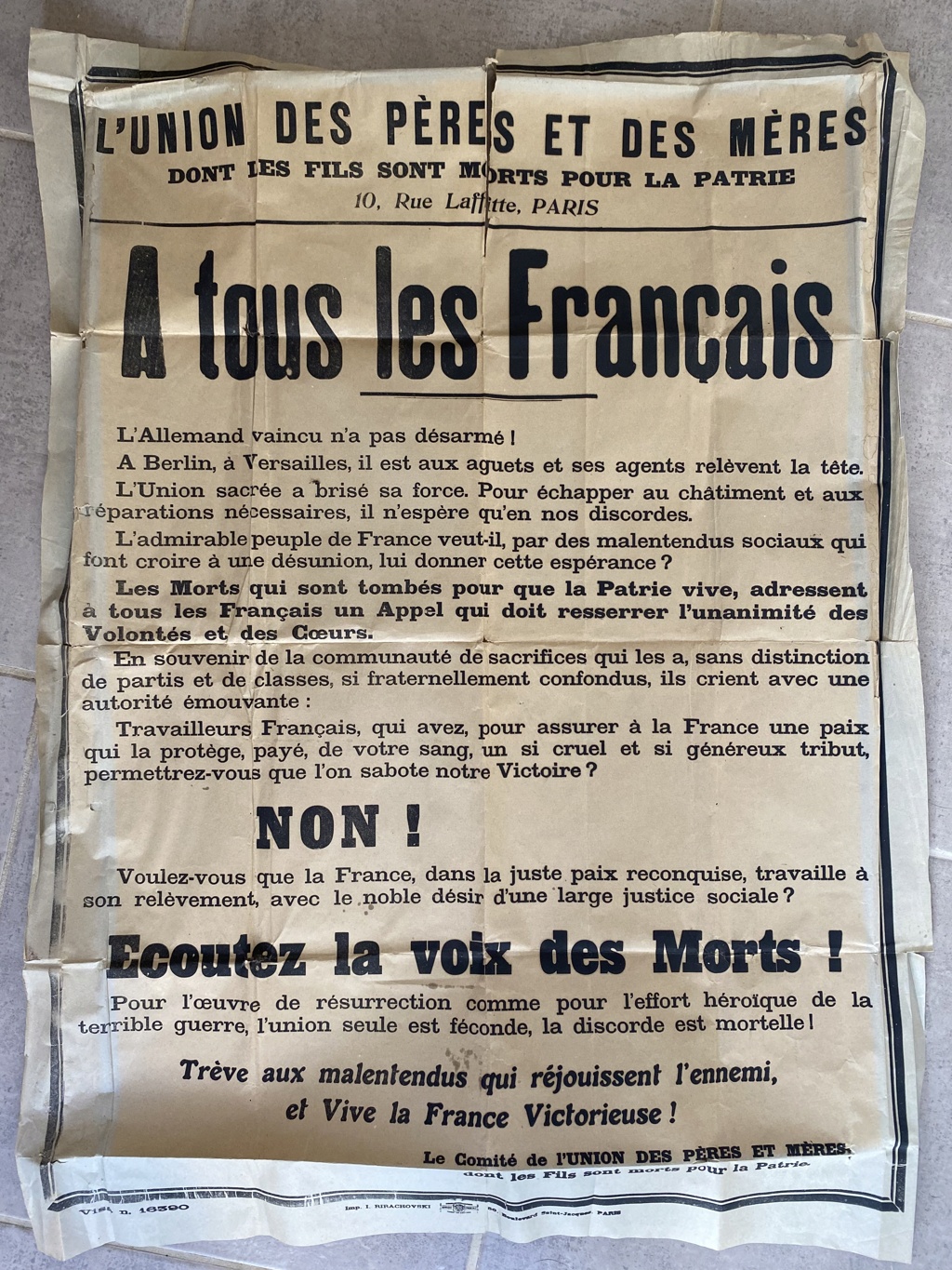 Affiche union des pères et des mères  124cfc10