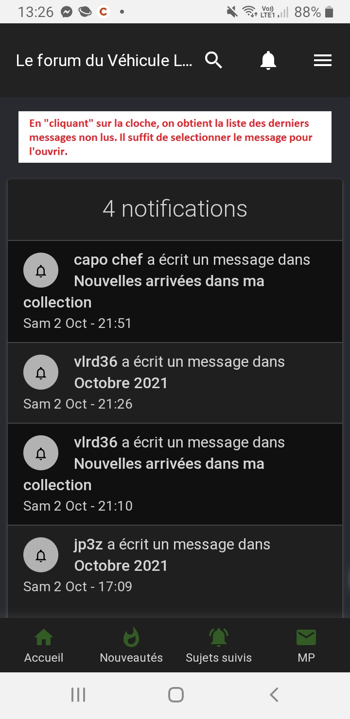 Identifier les nouveaux messages publiés Screen10