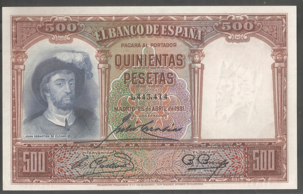 500 pesetas de 24 de abril de 1931 (Elcano) M_500_12