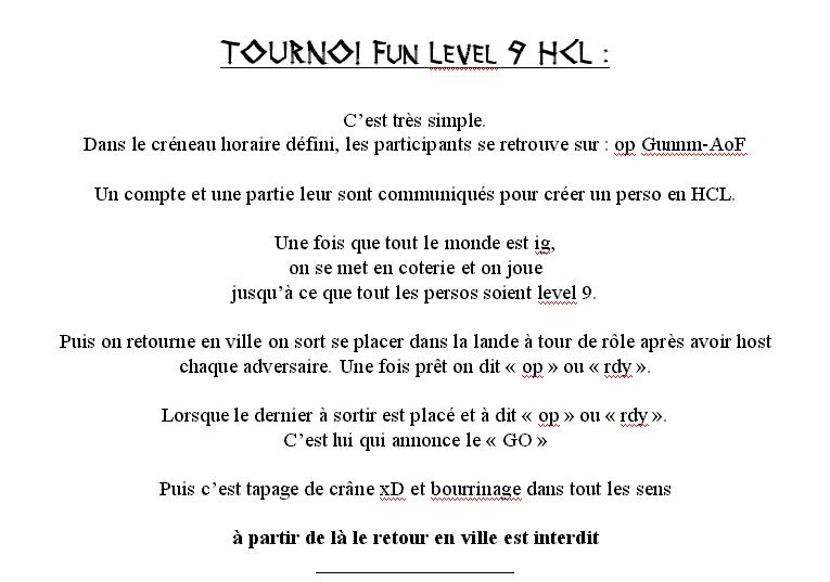 Tournoi fun PvP HCL lvl 9 Regles10