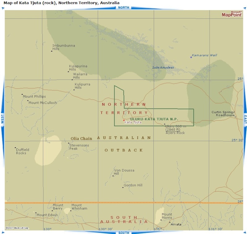 Kata Tjuta (Monts Olga), Territoire du Nord, Australie. Map10