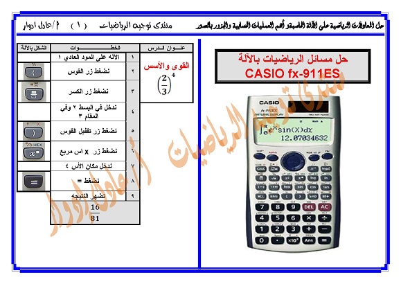 حل المعادلات الرياضية بإستخدام الآلة الحاسبة وأهم العمليات الحسابية والجذور 