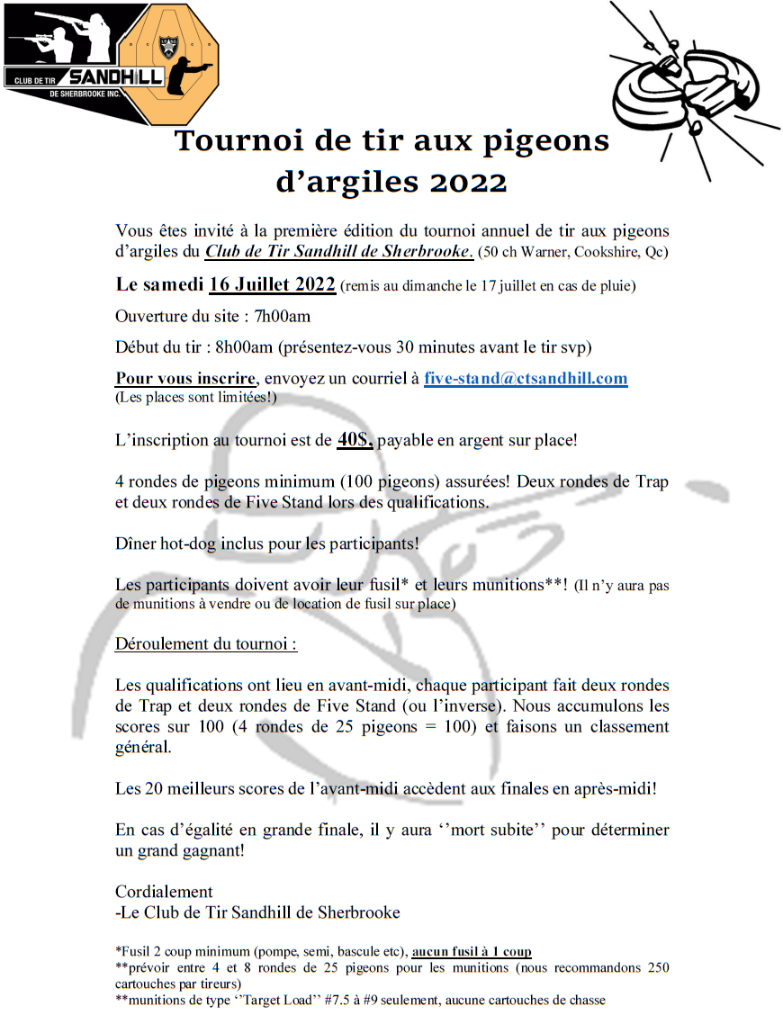 Tournoi Tir Aux Pigeons d'Argiles Club de Tir Sandhill Tourno10