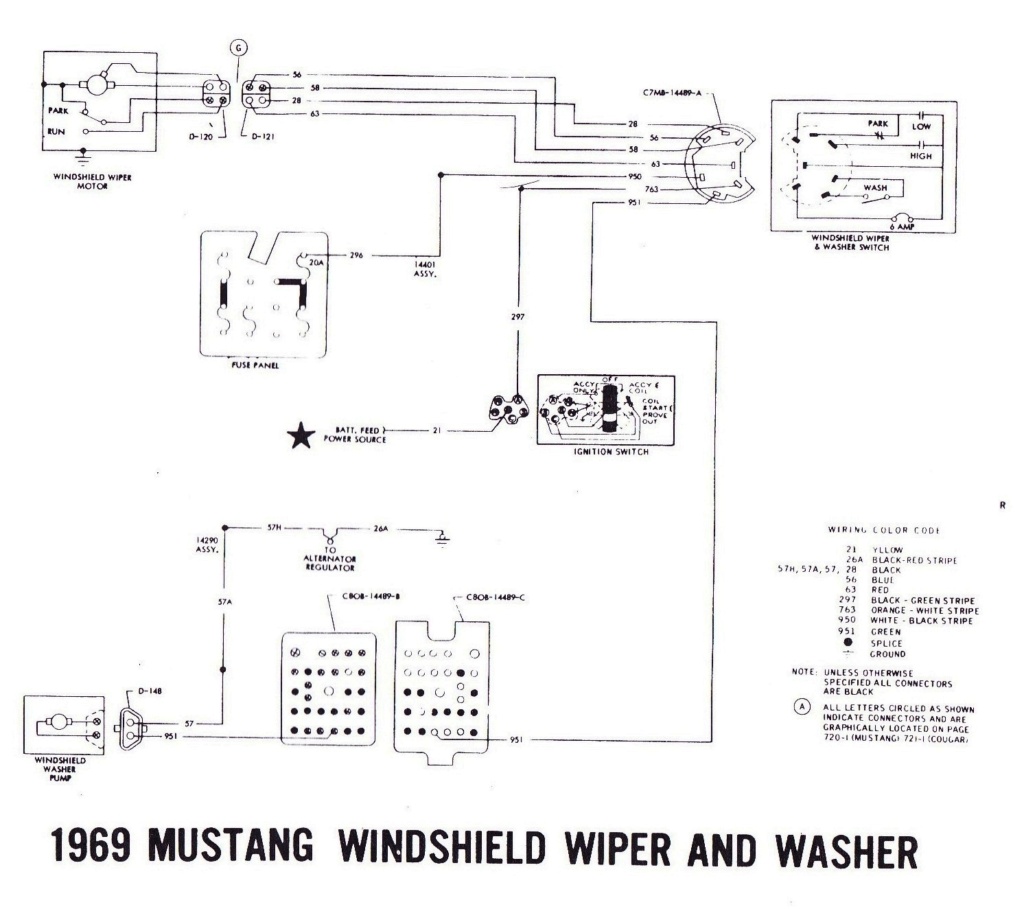 Mustang 1969: Diagramme électrique des essuie-glaces (anglais) 1969_m47