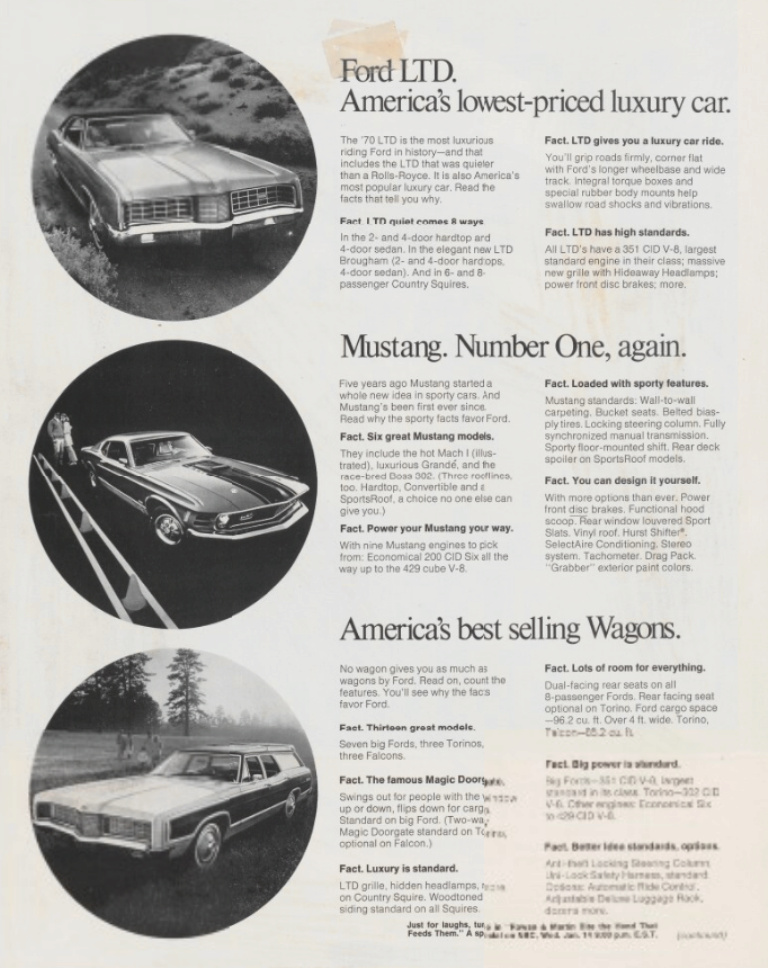 Publicité de la Mustang 1970 en anglais 1970_113