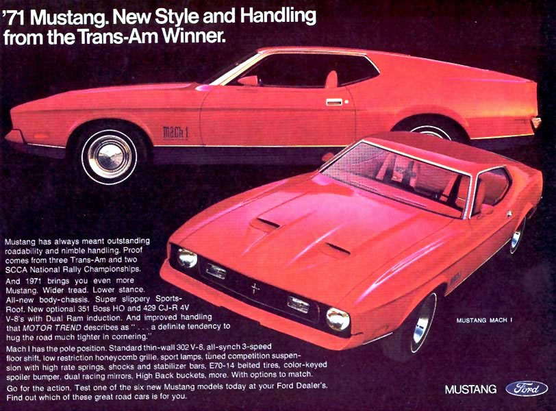 Publicité en anglais pour la Mustang 1971 1971_f11