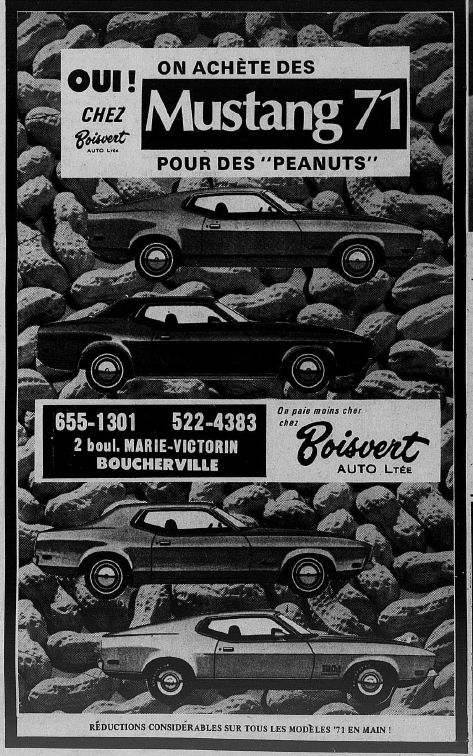 Publicité Mustang de Boisvert auto ltée en 1971 1971_m10