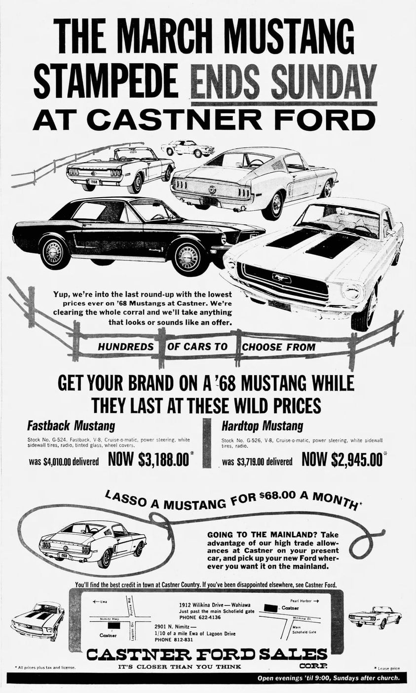 Publicité en anglais pour la Mustang 1968 33786611