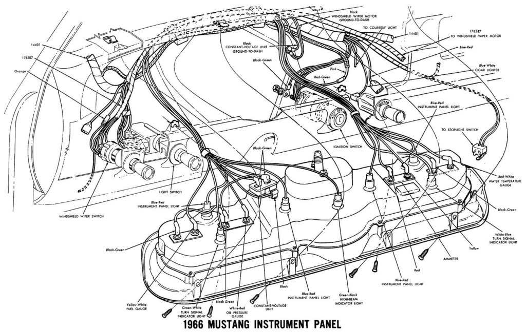 Schéma et diagramme électrique pour la Mustang 1966 (en anglais) 66inst10